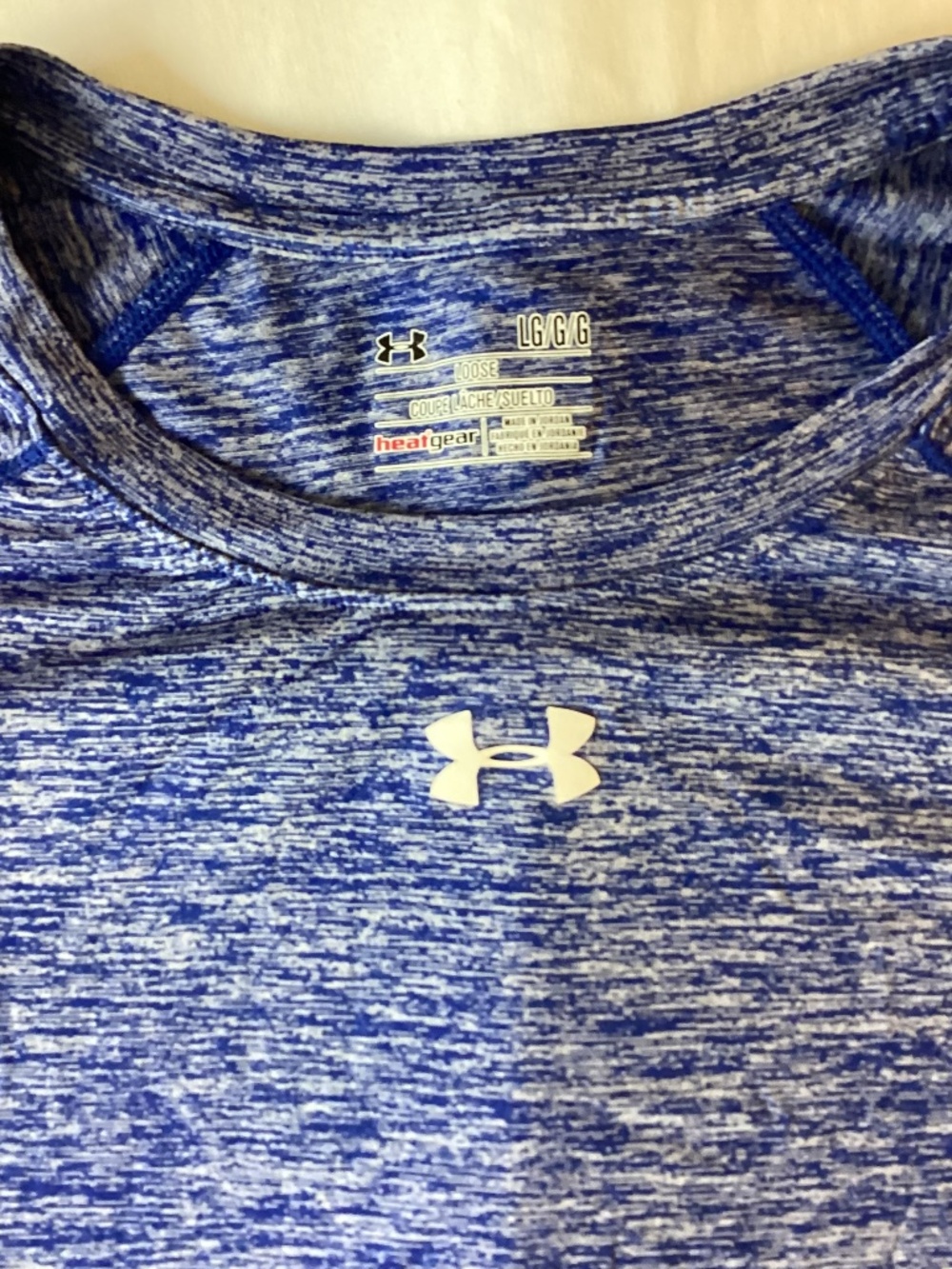 Under Armour HeatGear Men’s Large Blue Heather Loose Fit Athletic Shirt